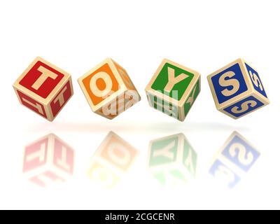 giocattoli blocchi di legno rendering 3d Foto Stock