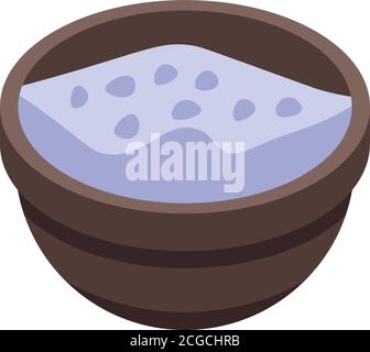 Ciotola icona di formaggio bianco, stile isometrico Illustrazione Vettoriale