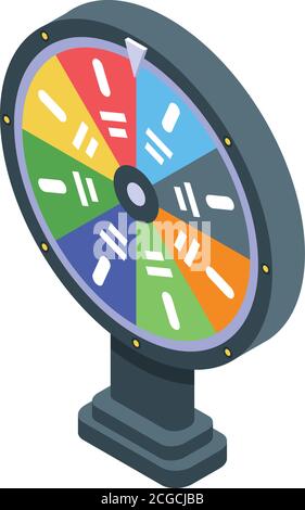 Icona della ruota della lotteria, stile isometrico Illustrazione Vettoriale