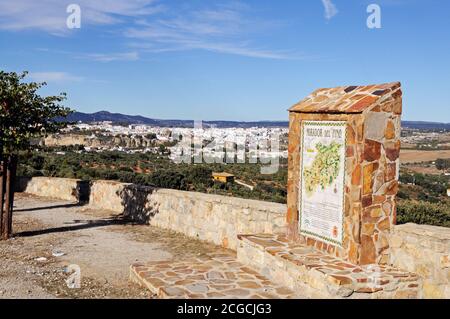 Punto di vista che si affaccia Ronda dal Mirador del Pino, Ronda, Provincia di Malaga, Andalusia, Spagna, Europa. Foto Stock