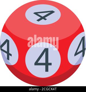 Icona a quattro numeri della palla della lotteria, stile isometrico Illustrazione Vettoriale