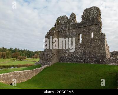 Ogmore Castle, la Glamorgan Heritage Coast, vale of Glamorgan, Galles del Sud, Regno Unito. Foto Stock