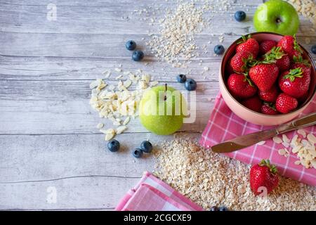 ingredienti per la colazione carboidrati sani Foto Stock