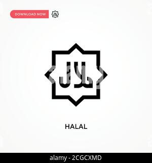 Icona vettore semplice Halal. Illustrazione vettoriale semplice e moderna per siti Web o applicazioni mobili Illustrazione Vettoriale