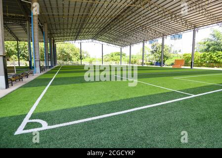 Campo Futsal con erba verde sport all'aperto e al coperto / Campo di calcio Foto Stock