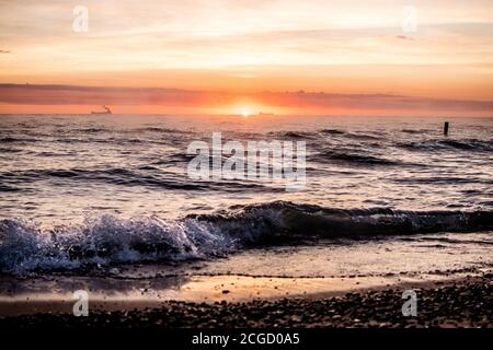 Alba sul lago Huron Foto Stock