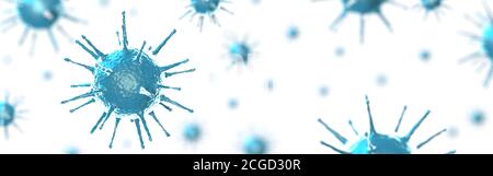 Cellule virali di coronavirus, Covid-19, SARS-COV-2 - illustrazione 3D Foto Stock