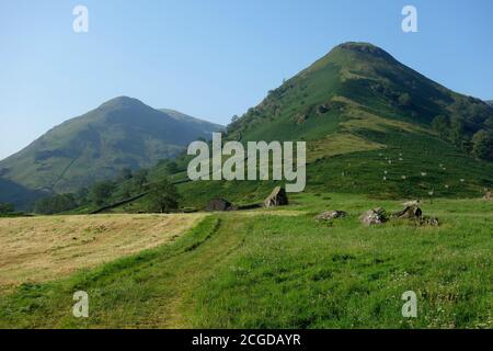 'Middle Dodd' e 'High Hartsop Dodd' dal percorso per Kirkstone & Passo Scandale vicino Hartsop Hall, Lake District National Park, Cumbria, Regno Unito. Foto Stock