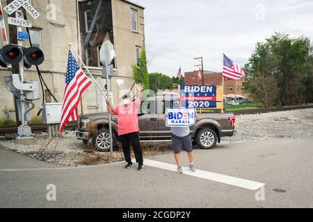 PITTSBURGH, PA, USA - 31 agosto 2020 - il candidato presidenziale democratico americano Joe Biden sulla pista di campagna in una visita intitolata 'il caso contro Tr Foto Stock