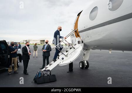 PITTSBURGH, PA, USA - 31 agosto 2020 - il candidato presidenziale democratico americano Joe Biden sulla pista di campagna in una visita intitolata 'il caso contro Tr Foto Stock