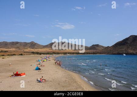 Spiaggia di Los Genoveses a Cabo de Gata, Parco Naturale di Almeria, Spagna Foto Stock