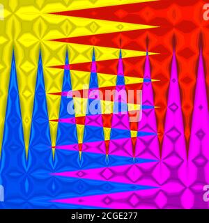 Modello astratto con colorate strisce felici. Colori giallo, rosso, blu e rosa. Foto Stock