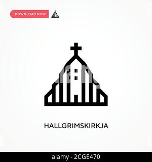 Icona vettore semplice Hallgrimskirkja. Illustrazione vettoriale semplice e moderna per siti Web o applicazioni mobili Illustrazione Vettoriale