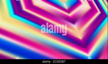 Fondo astratto al neon lucido multicolore con esagono. Motivo vettoriale vintage lucido Illustrazione Vettoriale