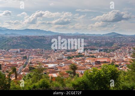 Fondazione coloniale della città vista da Mirador de la Recoleta, Sucre, centro città patrimonio mondiale dell'UNESCO, Bolivia, Chuquisaca, Bolivia, America Latina Foto Stock