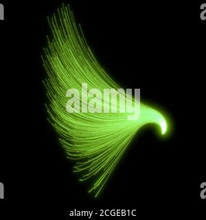 Belle tracce astratte fluenti su sfondo nero. Punti luminosi. immagine di rendering 3d . Foto Stock