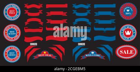 Illustrazione vettoriale. Modello di progettazione di nastri, badge e simboli. EPS10. Illustrazione Vettoriale