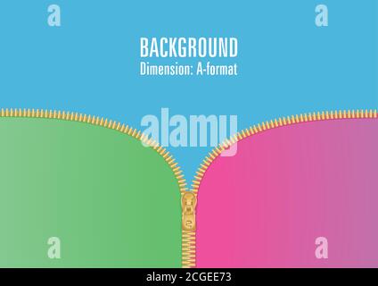 Zip dorata in un design elegante. Illustrazione vettoriale. EPS10. Dimensione a4. Illustrazione Vettoriale