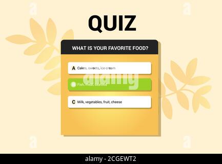 Modello di quiz. Adesivi, web, app, ui per storie di elementi di social media. Illustrazione Vettoriale