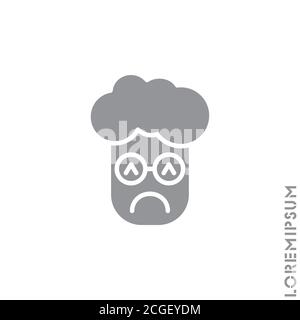 Depresso, triste, stressato emoji ragazzo, uomo icona vettore, emozione, triste simbolo. Moderne applicazioni Web e mobil Flat Symbol. Illustrazione vettoriale icona Emoticon triste Illustrazione Vettoriale