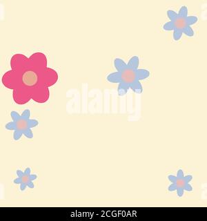Cartoon Flowers Seamless Vector Pattern - ornamento ripetitivo per tessuti, carta avvolgente, moda ecc. Illustrazione Vettoriale