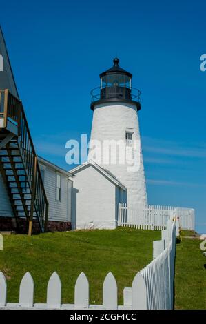 Il faro di Pemaquid Point a Bristol, Lincoln County, stato del Maine, Stati Uniti. Foto Stock