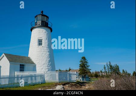 Il faro di Pemaquid Point a Bristol, Lincoln County, stato del Maine, Stati Uniti. Foto Stock