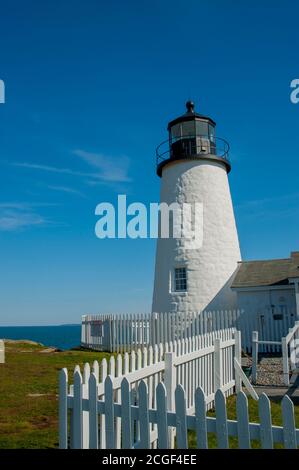 Il faro di Pemaquid Point a Bristol, Lincoln County, stato del Maine, Stati Uniti. Foto Stock