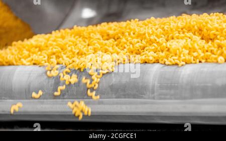 Produzione di pasta trasportatore automatico, essiccazione e insaccatura in vendita Foto Stock