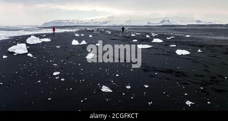 Spiaggia di Diamond. Jokulsarlon Glacier Lagoon. Sud-est dell'Islanda. Foto Stock