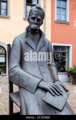 Nietzsche monumento sul Holzmarkt a Naumburg Foto Stock