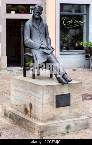 Nietzsche monumento sul Holzmarkt a Naumburg Foto Stock