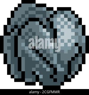 Rock Stone Boulder pixel Art otto bit icona di gioco Illustrazione Vettoriale