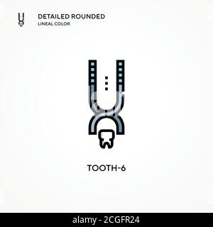 Icona vettore Tooth-6. Concetti moderni di illustrazione vettoriale. Facile da modificare e personalizzare. Illustrazione Vettoriale