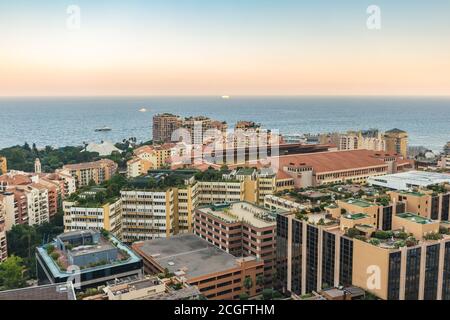 Monte Carlo Monaco, skyline della città al porto di Ville Foto Stock