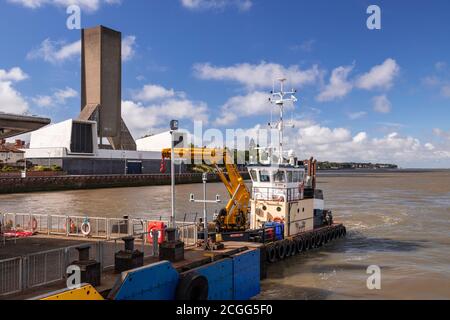 Kingsway Mersey Tunnel Ventilation Tower, Seacombe, Wirral, Merseyside, Inghilterra Foto Stock