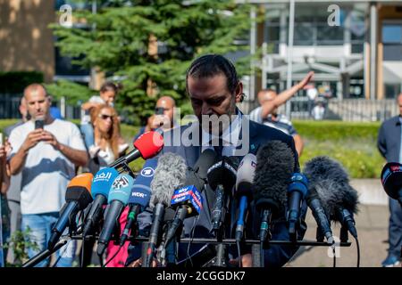 LEIDSCHENDAM, 18 agosto 2020 - Saad Hariri, ex primo ministro libanese, commenta la sentenza del Tribunale speciale per il Libano sul padre Rafik Hariri Foto Stock