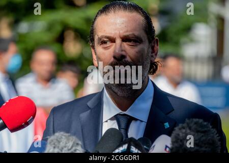 LEIDSCHENDAM, 18 agosto 2020 - Saad Hariri, ex primo ministro libanese, commenta la sentenza del Tribunale speciale per il Libano sul padre Rafik Hariri Foto Stock