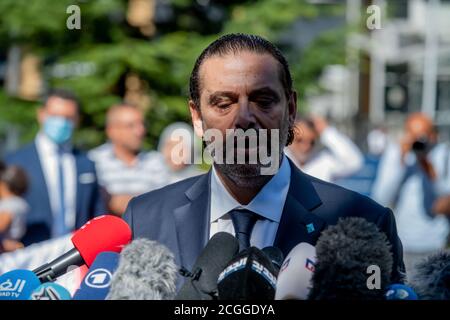 LEIDSCHENDAM, 18 agosto 2020 - Saad Hariri, ex primo ministro libanese, commenta la sentenza del Tribunale speciale per il Libano sul padre Rafik Hariri Foto Stock