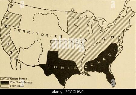 . La storia della democrazia americana, politica e industriale. La guerra. La difesa - l'esercito della Virginia del Nord. In Occidente, gli Unionisti devono proteggere il Tennessee e Cumberlandrivers, in modo da occupare il Tennessee e aprire le strade intoMississippi e Alabama. E il corso del Mississippi nel CAMPO 537 doveva essere assicurato dalla cattura di tali confederatroccaforti come New Madrid, Isola n° 10, Port Hudson, Memphis, e New Orleans. {le linee secondarie di invasionesono state evidenziate dalla posizione delle più importanti vie di accesso, in particolare quelle da ovest ad est, come theMemphis e Charle Foto Stock