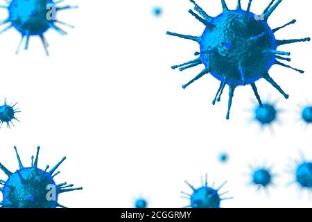 Cellule virali di coronavirus, Covid-19, SARS-COV-2 - illustrazione 3D Foto Stock