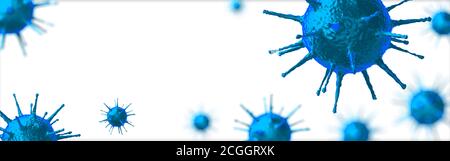 Cellule virali di coronavirus, Covid-19, SARS-COV-2 - illustrazione 3D Foto Stock