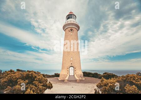 Faro iconico di Cape Du Couedic su Kangaroo Island, parco nazionale Flinders Chase, Australia meridionale Foto Stock