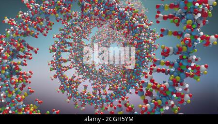 Catena di acido ribonucleico da cui l'acido desossiribonucleico o DNA è composto - illustrazione 3d Foto Stock