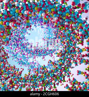 Catena di acido ribonucleico da cui l'acido desossiribonucleico o DNA è composto - illustrazione 3d Foto Stock