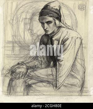 rossetti, dante gabriel - Dante in meditazione con un melograno (Studio per Giotto Pittura del Ritratto di Dante) - 28912742622 911257570c o Foto Stock