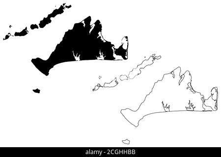 Dukes County, Commonwealth of Massachusetts (Stati Uniti, Stati Uniti d'America, Stati Uniti) mappa vettoriale illustrazione, schizzo scrimolo Martha's Vineyard, CH Illustrazione Vettoriale
