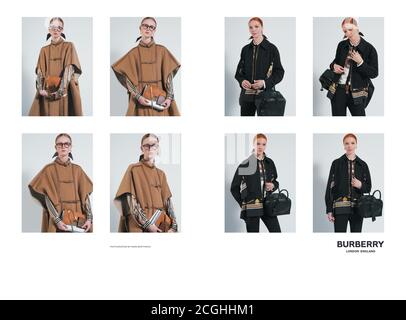 2010S UK Burberry Magazine annuncio pubblicitario Foto Stock