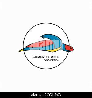 Modello con logo Super tartaruga Illustrazione Vettoriale