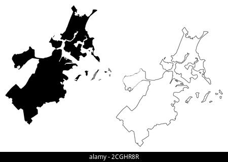 Suffolk County, Commonwealth del Massachusetts (Stati Uniti, Stati Uniti d'America, Stati Uniti, Stati Uniti, Stati Uniti) mappa vettoriale illustrazione, schizzo di scrimbolo Suffolk Illustrazione Vettoriale